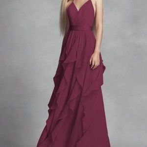 White by Vera Wang Bridesmaid Dress from Davids Bridal. Size 16 in color “wine”.